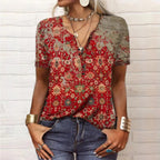 Blouse à Manches Courtes avec Imprimé Floral pour Femmes | Idéal pour l’Été