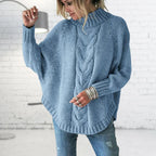 Pull Long à Gros Tricot pour Femme avec Manches Longues | Idéal pour l’Hiver