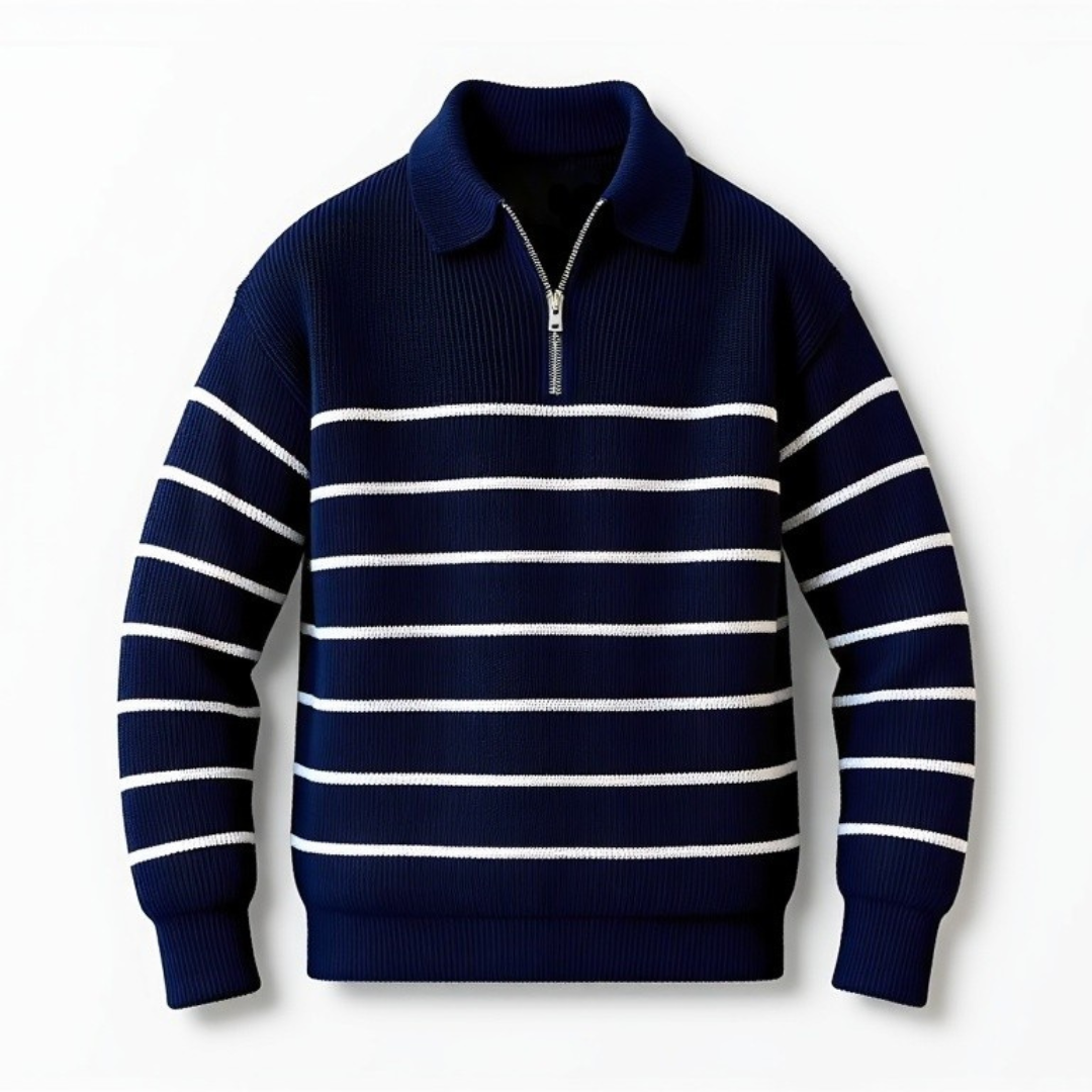 Pull À Demi-Zip Avec Motif Rayé Pour Homme | Idéal Pour Les Activités Quotidiennes