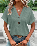 Blouse D'Été À Manches Courtes Avec Col en V Pour Femme | Idéale Pour un Usage Quotidien en Été