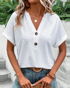 Blouse D'Été À Manches Courtes Avec Col en V Pour Femme | Idéale Pour un Usage Quotidien en Été