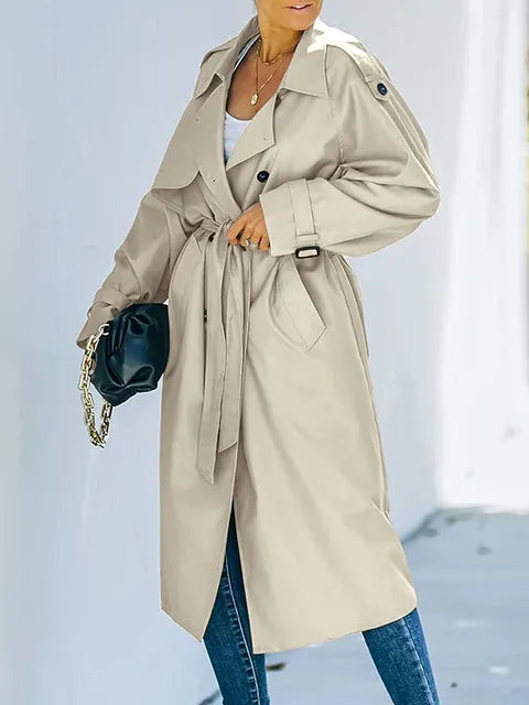 Trench-Coat Avec Ceinture Et Revers Classiques Pour Femme | Idéal Pour Les Activités Quotidiennes