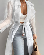 Trench-Coat Transparent avec Ceinture Ajustable pour Femmes | Ideal for Mi-Saison et Usage Quotidien