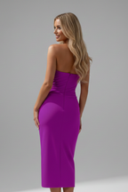 Robe Midi Sans Bretelles avec Détail Froncé pour Femme | Idéale pour les Événements et Soirées d’Été