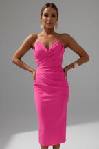 Robe Midi Sans Bretelles avec Détail Froncé pour Femme | Idéale pour les Événements et Soirées d’Été