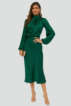Robe Midi avec Col Montant et Manches Longues pour Femme | Idéale pour les Journées et Soirées d’Été