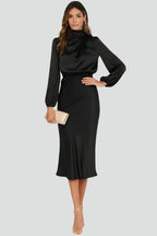 Robe Midi avec Col Montant et Manches Longues pour Femme | Idéale pour les Journées et Soirées d’Été