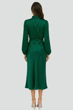 Robe Midi avec Col Montant et Manches Longues pour Femme | Idéale pour les Journées et Soirées d’Été