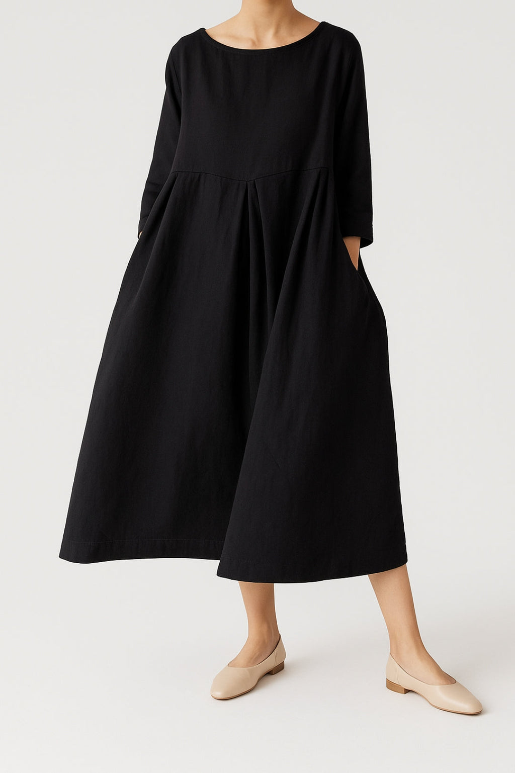 Robe Midi Coupe Décontractée avec Plis Frontaux pour Femme | Idéale pour la Saison Estivale et un Usage Quotidien