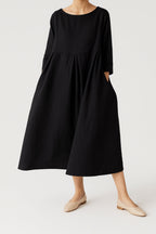 Robe Midi Coupe Décontractée avec Plis Frontaux pour Femme | Idéale pour la Saison Estivale et un Usage Quotidien