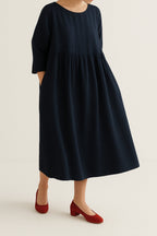 Robe Midi Coupe Décontractée avec Plis Frontaux pour Femme | Idéale pour la Saison Estivale et un Usage Quotidien