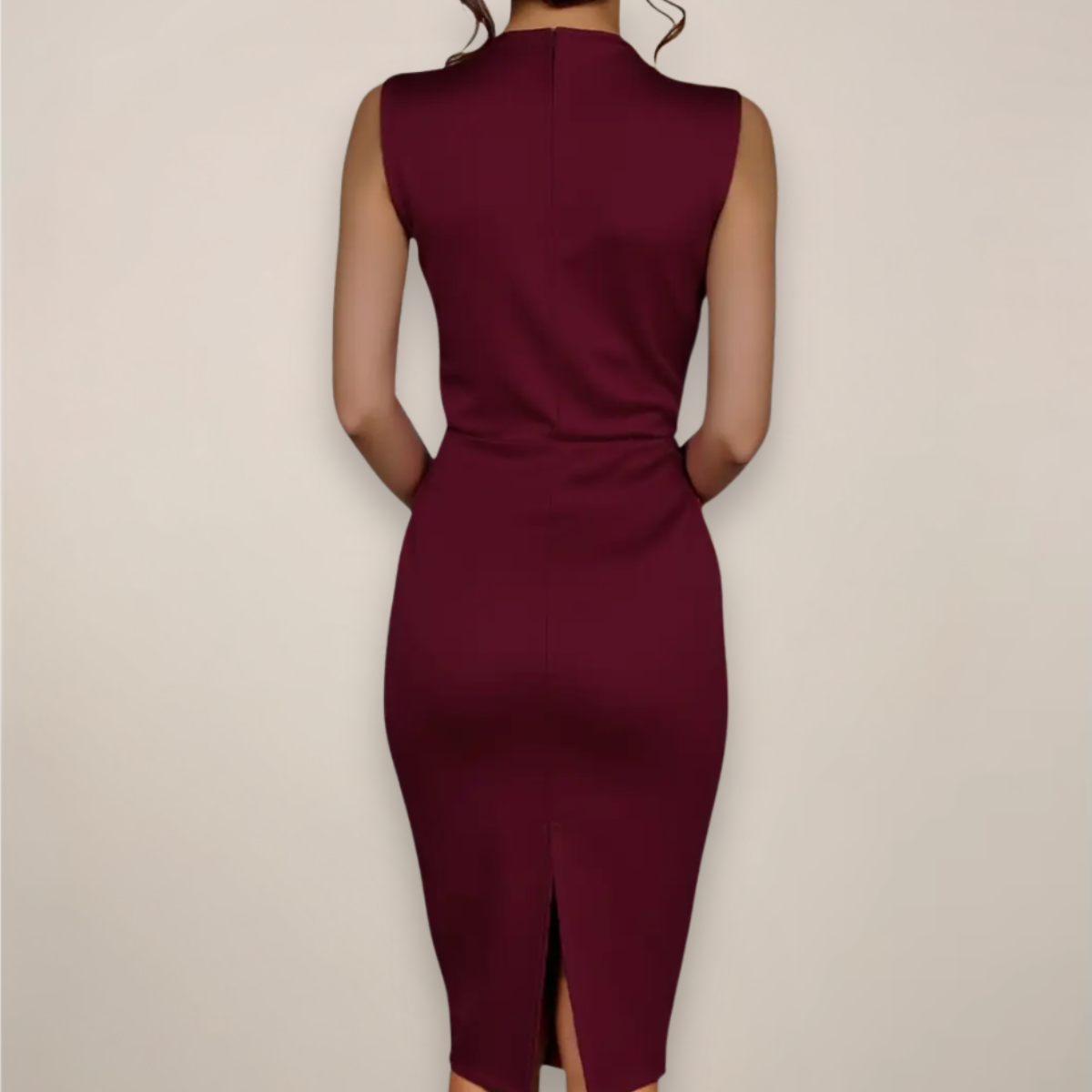 Robe Midi Coupe Fourreau Sans Manches avec Col Montant pour Femme | Idéale pour les Occasions d’Été