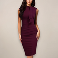Robe Midi Coupe Fourreau Sans Manches avec Col Montant pour Femme | Idéale pour les Occasions d’Été