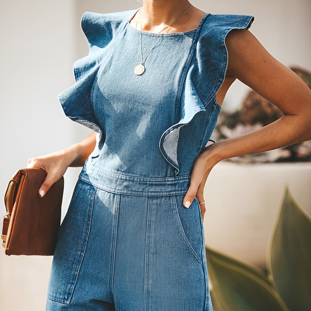 Combinaison À Jambes Larges Avec Détails Froncés Et Coupe Ajustée Pour Femme | Idéal Pour L’été