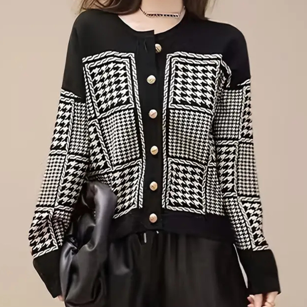 Gilet En Maille À Motif À Carreaux Avec Fermeture À Boutons Pour Femme | Idéal Pour La Superposition