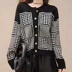Gilet En Maille À Motif À Carreaux Avec Fermeture À Boutons Pour Femme | Idéal Pour La Superposition