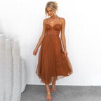 Robe Midi à Bretelles Fines pour Femme avec Coupe Fluide pour Été | Idéale pour Événements et Usage Quotidien