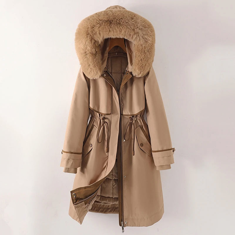Manteau Long avec Capuche et Taille Ajustable pour Femmes | Idéal pour l’Hiver