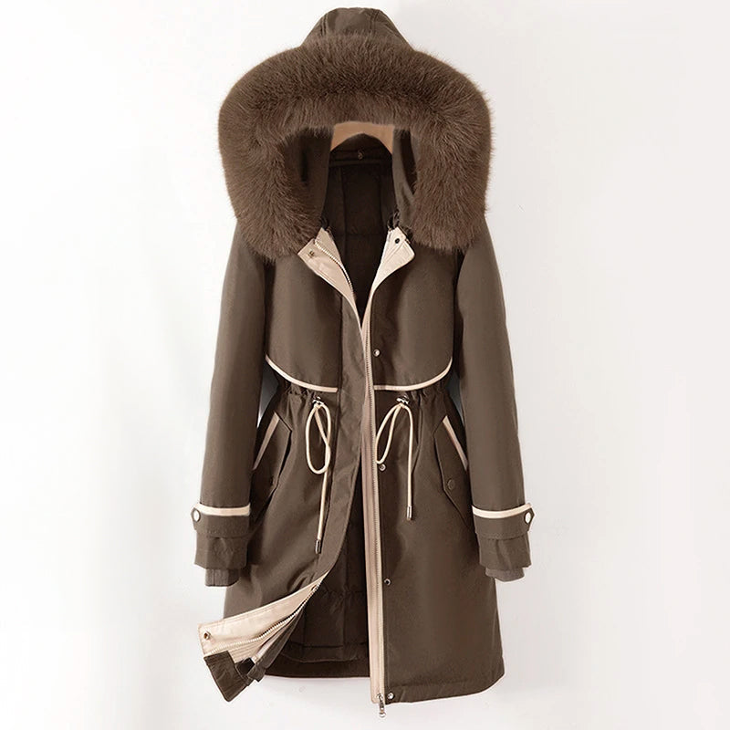Manteau Long avec Capuche et Taille Ajustable pour Femmes | Idéal pour l’Hiver