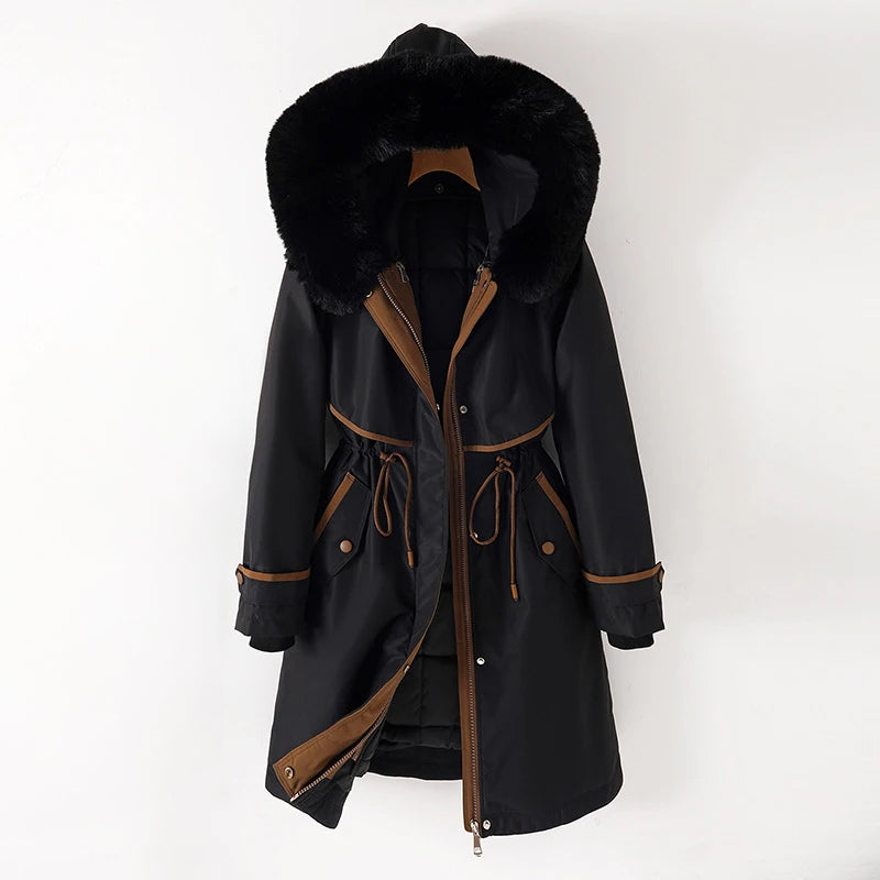 Manteau Long avec Capuche et Taille Ajustable pour Femmes | Idéal pour l’Hiver