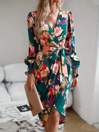 Robe Avec Manches Gigot Volumineuses Et Col En V Pour Femme | Idéale Pour Événements Et Occasions Spéciales