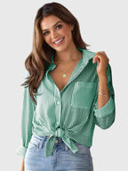 Chemise À Col Avec Motif Rayé Pour Femme | Idéale Pour Usage Quotidien Et Professionnel