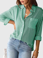 Chemise À Col Avec Motif Rayé Pour Femme | Idéale Pour Usage Quotidien Et Professionnel