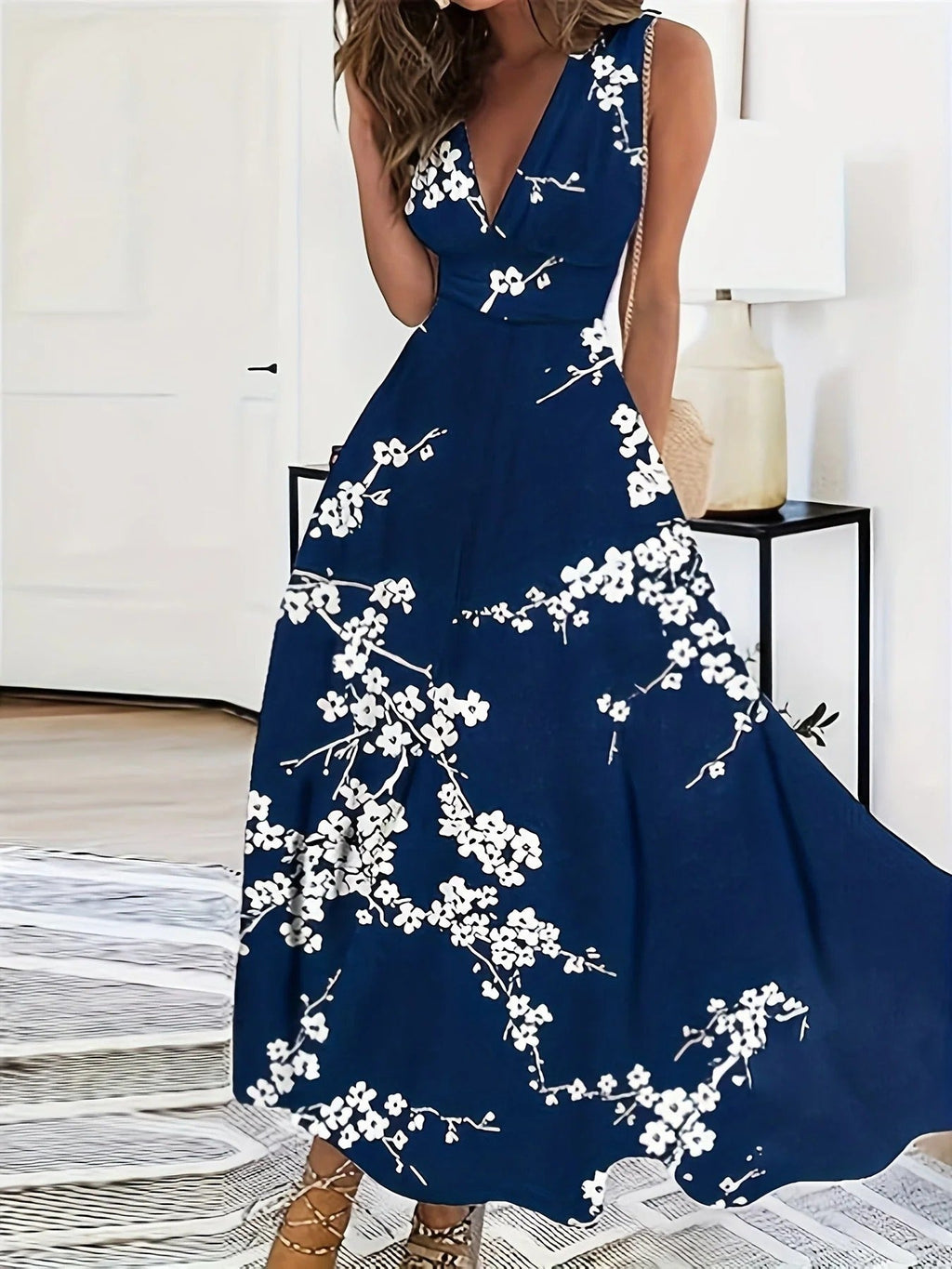 Robe Longue à Motif Fleuri pour Femme | Idéale pour l’Été et les Vacances