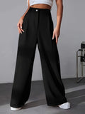 Pantalon Tailleur À Jambe Large Avec Taille Haute Pour Femme | Idéal Pour Usage Professionnel Et Quotidien