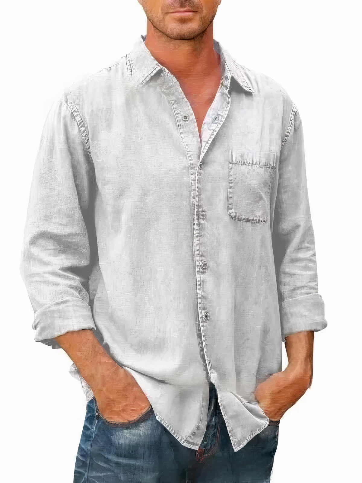 Chemise En Denim À Manches Longues Pour Homme | Idéal Pour Usage Quotidien