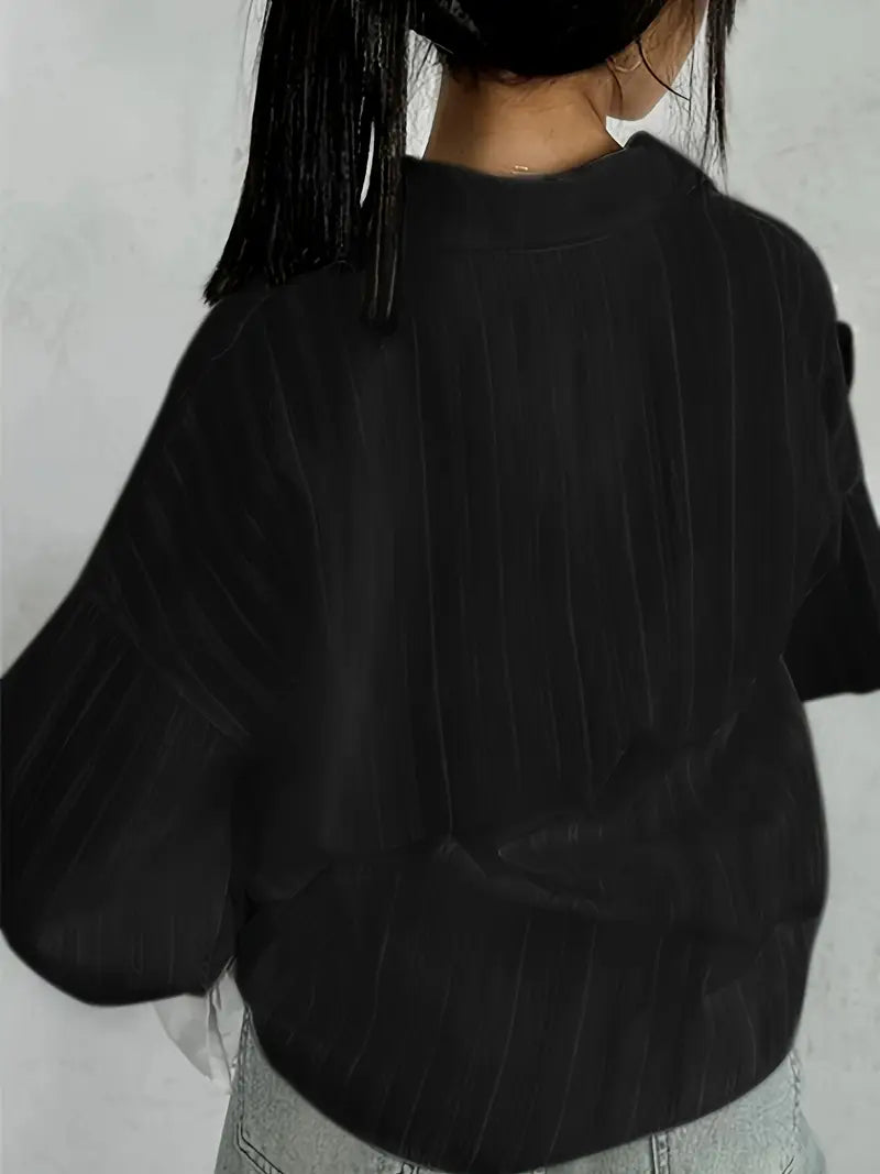 Blouse à Manches Longues avec Détails en Dentelle Verticale pour Femmes | Idéal pour le Bureau et les Occasions Quotidiennes