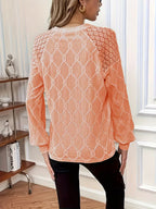Blouse À Manches Longues Avec Motif Texturé Et Col Rond Pour Femmes | Idéal Pour Un Usage Quotidien