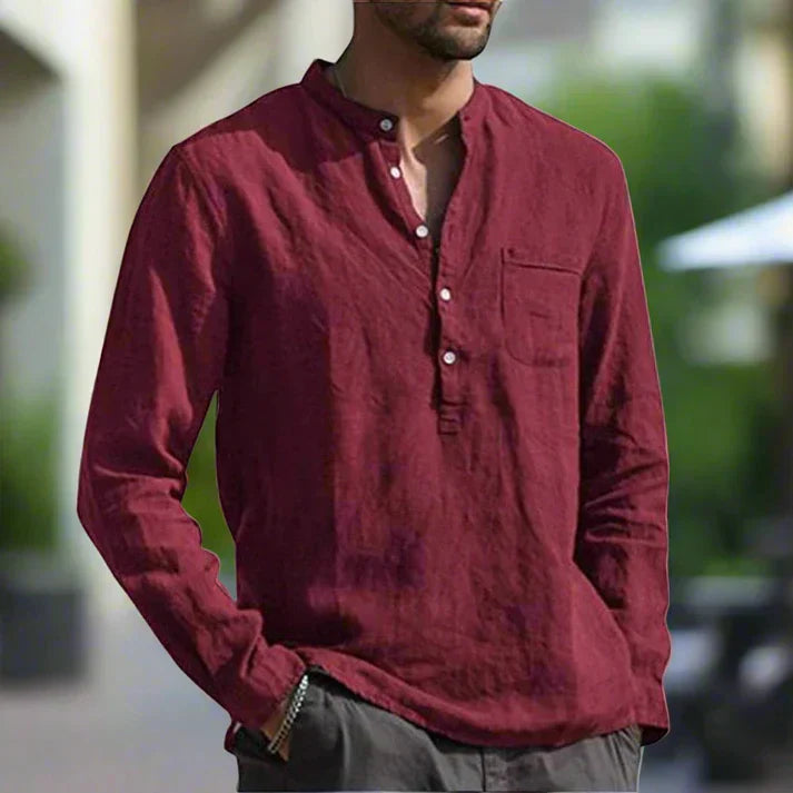 Chemise À Manches Longues Avec Poche Poitrine Et Coupe Décontractée Pour Homme | Idéale Pour Saison Chaude