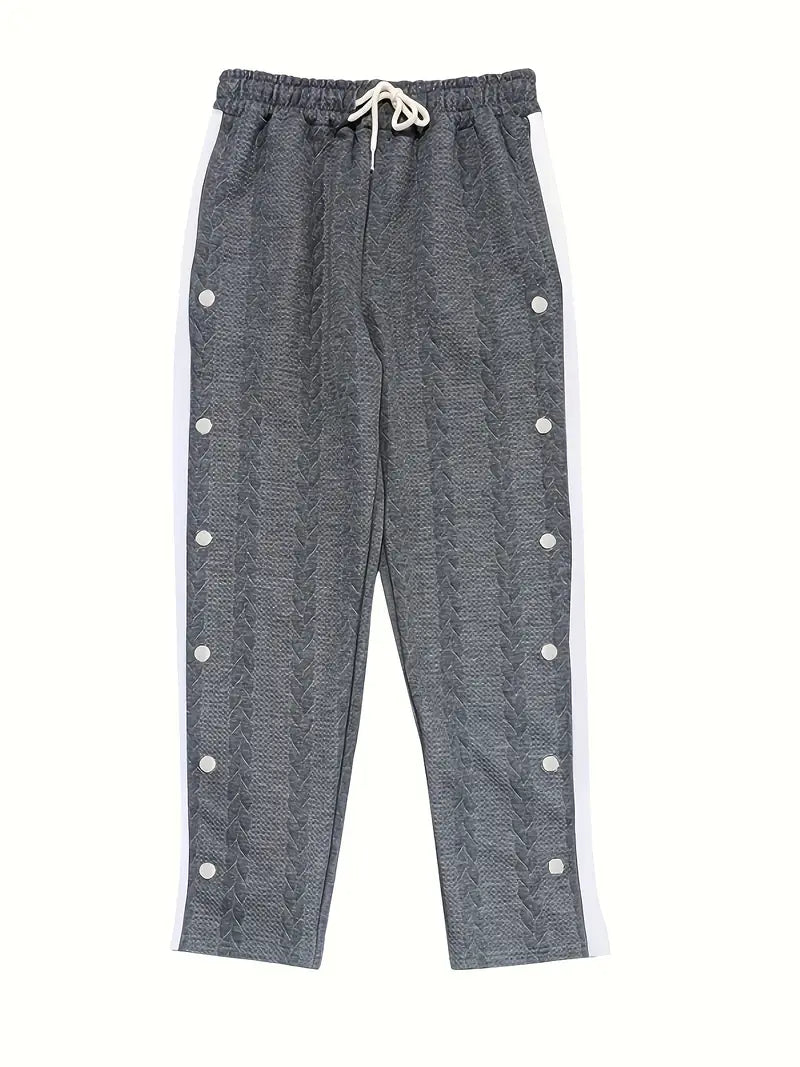 Pantalon Large avec Boutons Latéraux et Taille à Cordon pour Homme | Idéal pour un Usage Quotidien