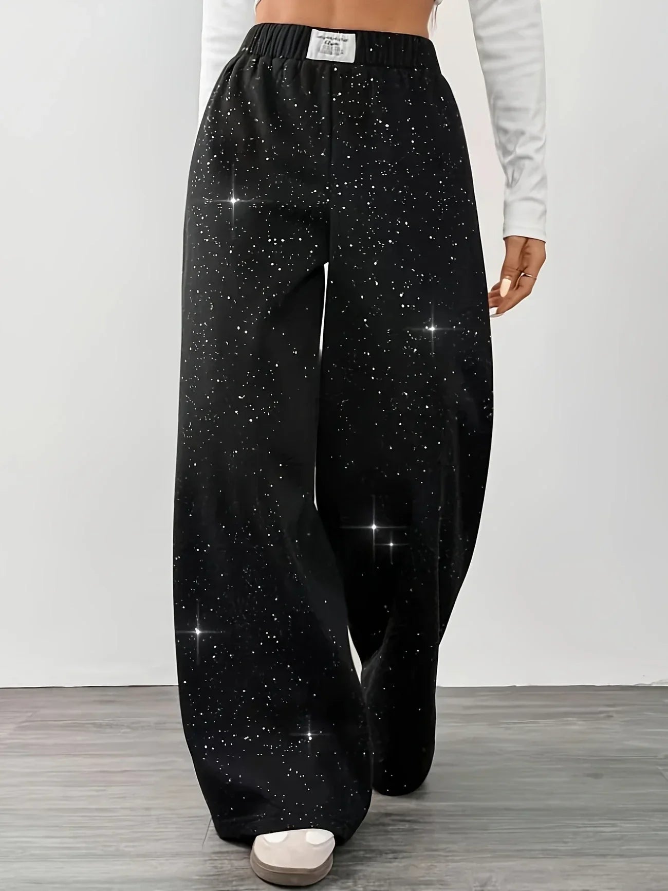 Pantalon Large Taille Haute pour Femme avec Imprimé Ciel Étoilé | Idéal pour le Quotidien et les Sorties