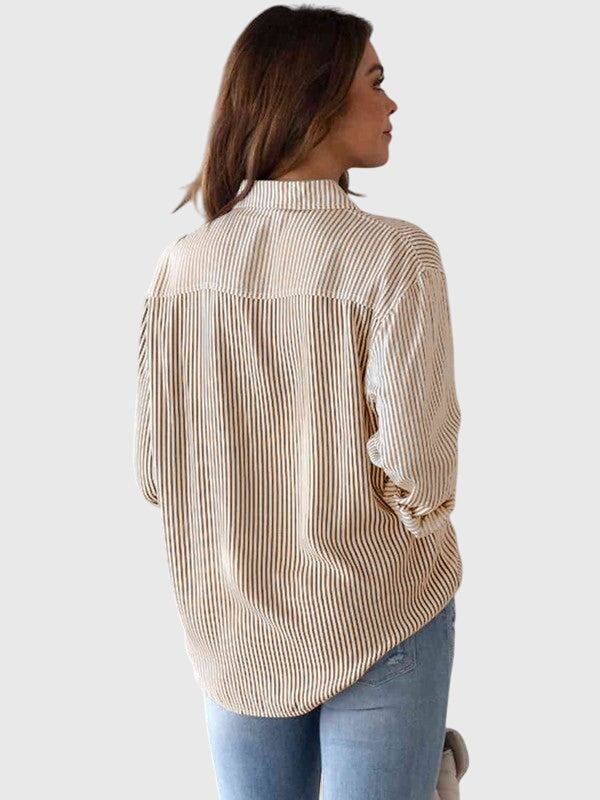 Chemise À Col Avec Motif Rayé Pour Femme | Idéale Pour Usage Quotidien Et Professionnel