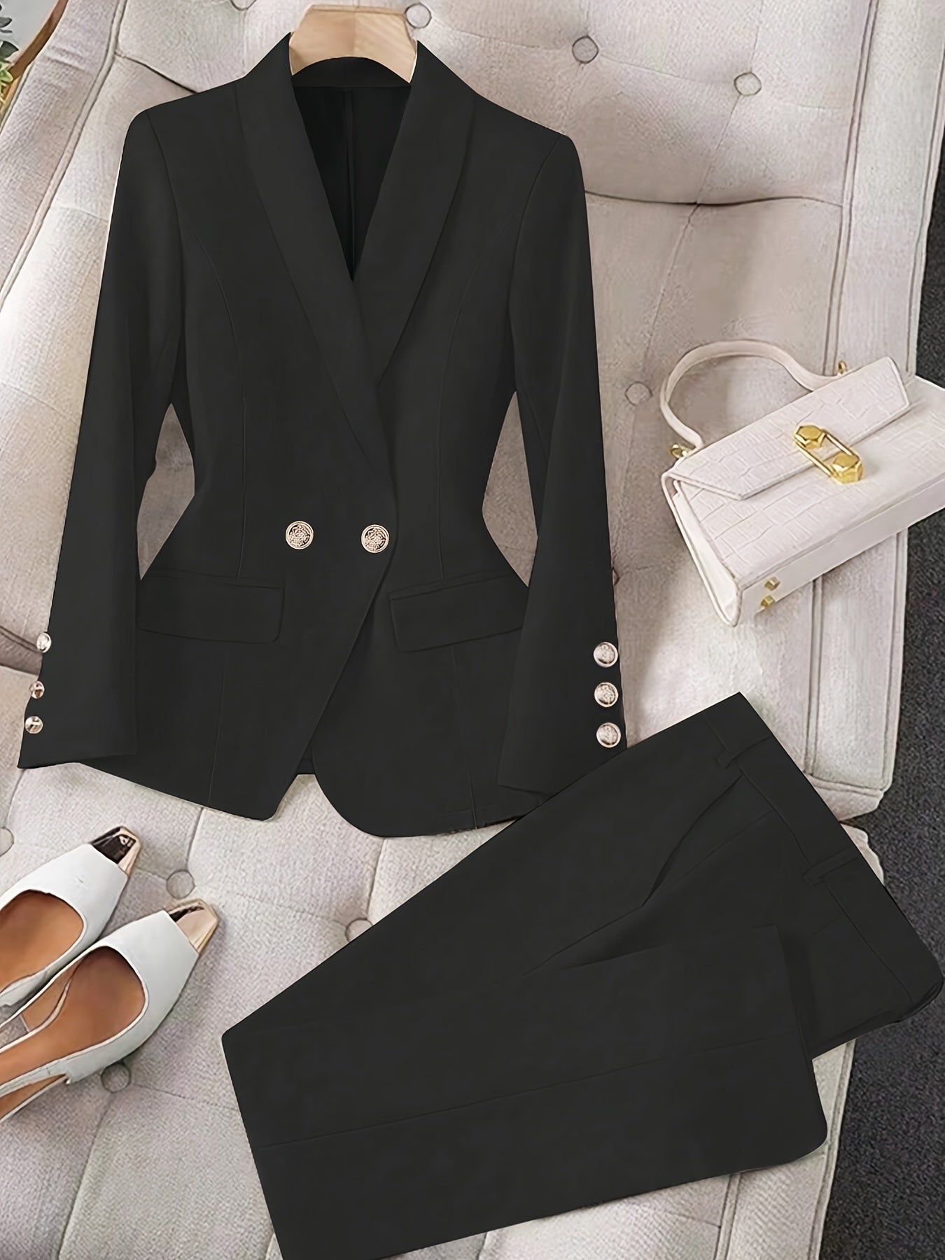 Ensemble Deux Pièces avec Blazer et Pantalon Coupe Unie pour Femme | Idéal pour Occasions Formelles