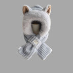 Bonnet et Écharpe 2-en-1 avec Oreilles de Renard pour Femme et Enfant | Idéal pour l’Hiver
