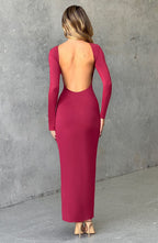 Robe Longue Avec Fente Haute Et Manches Longues Pour Femme | Idéale Pour Soirées Et Événements