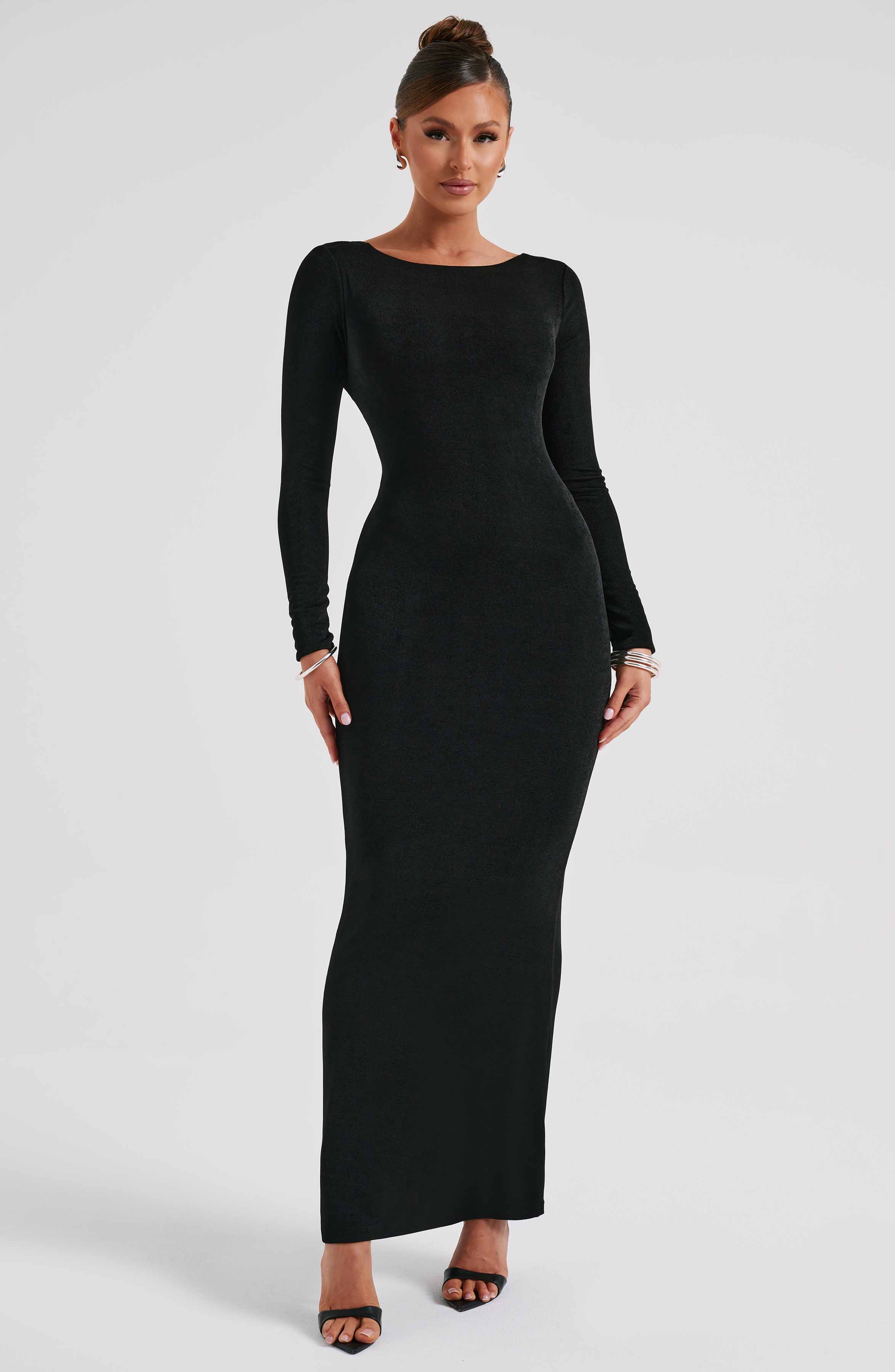 Robe Longue Ajustée Avec Encolure Bateau Et Fente Latérale Pour Femme | Idéal Pour Occasions En Soirée