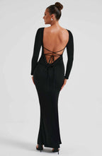 Robe Longue Ajustée Avec Encolure Bateau Et Fente Latérale Pour Femme | Idéal Pour Occasions En Soirée