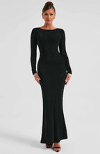 Robe Longue Ajustée Avec Encolure Bateau Et Fente Latérale Pour Femme | Idéal Pour Occasions En Soirée