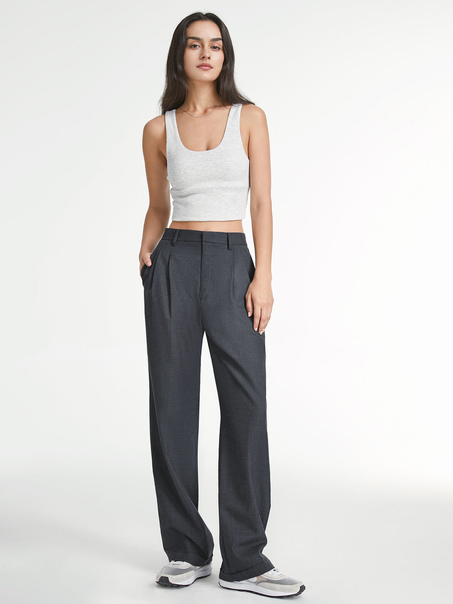 Pantalon Droit Uni Avec Coupe Régulière Pour Femmes | Idéal Pour Occasions Et Usage Quotidien