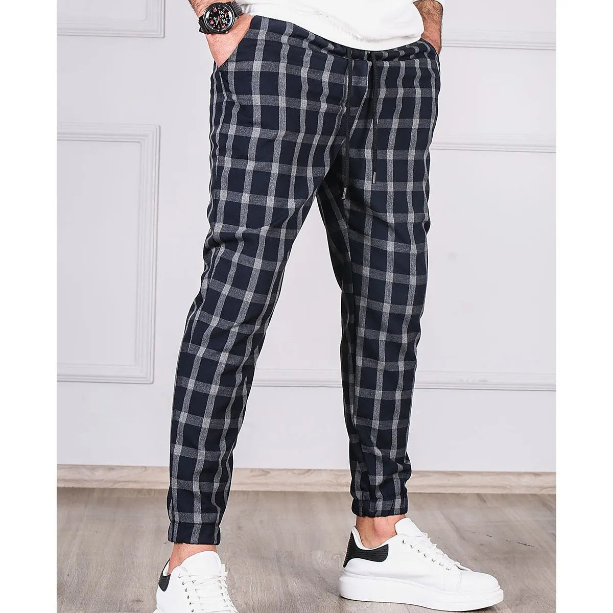 Pantalon Long à Carreaux pour Homme | Idéal pour le Bureau ou les Sorties Décontractées