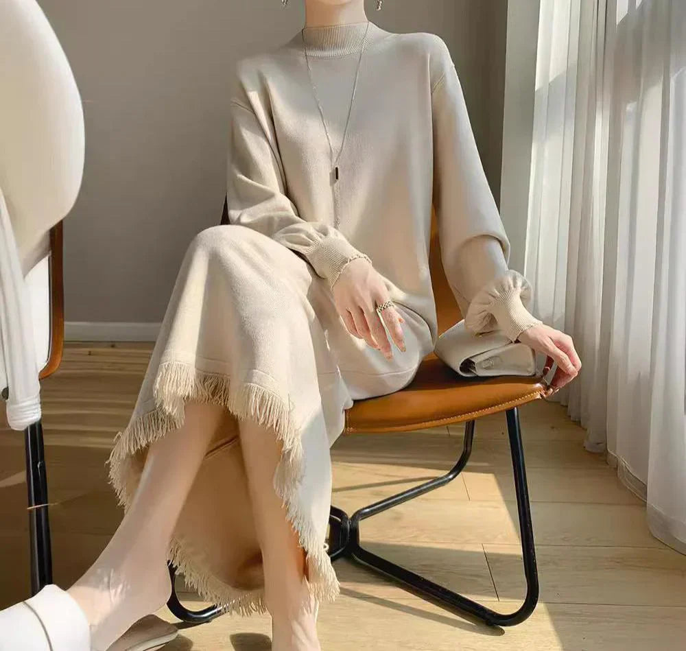 Robe Avec Ourlet À Franges Et Encolure Ras-Du-Cou Pour Femme | Idéale Pour Le Jour Et Le Soir