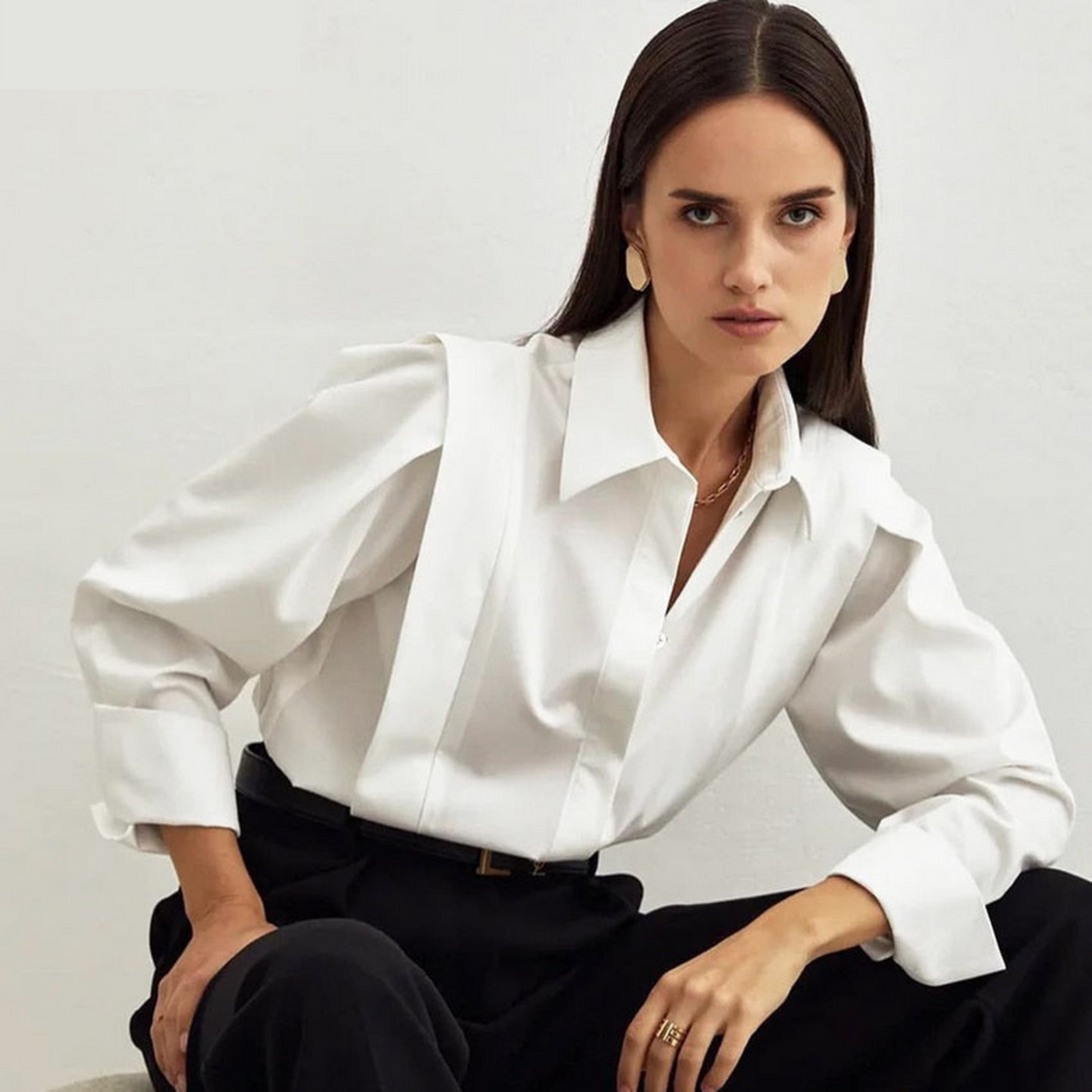 Blouse Classique À Manches Repliables Pour Femme | Idéale Pour Le Travail Et Le Quotidien