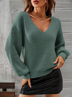 Pull À Col V Avec Coupe Ample Et Épaules Tombantes Pour Femme | Idéal Pour Toutes Les Saisons