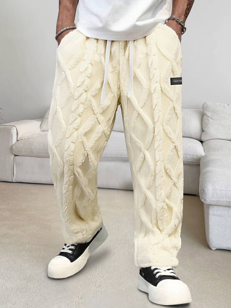 Pantalon à Motif Géométrique avec Taille Élastiquée pour Homme | Idéal pour les Loisirs
