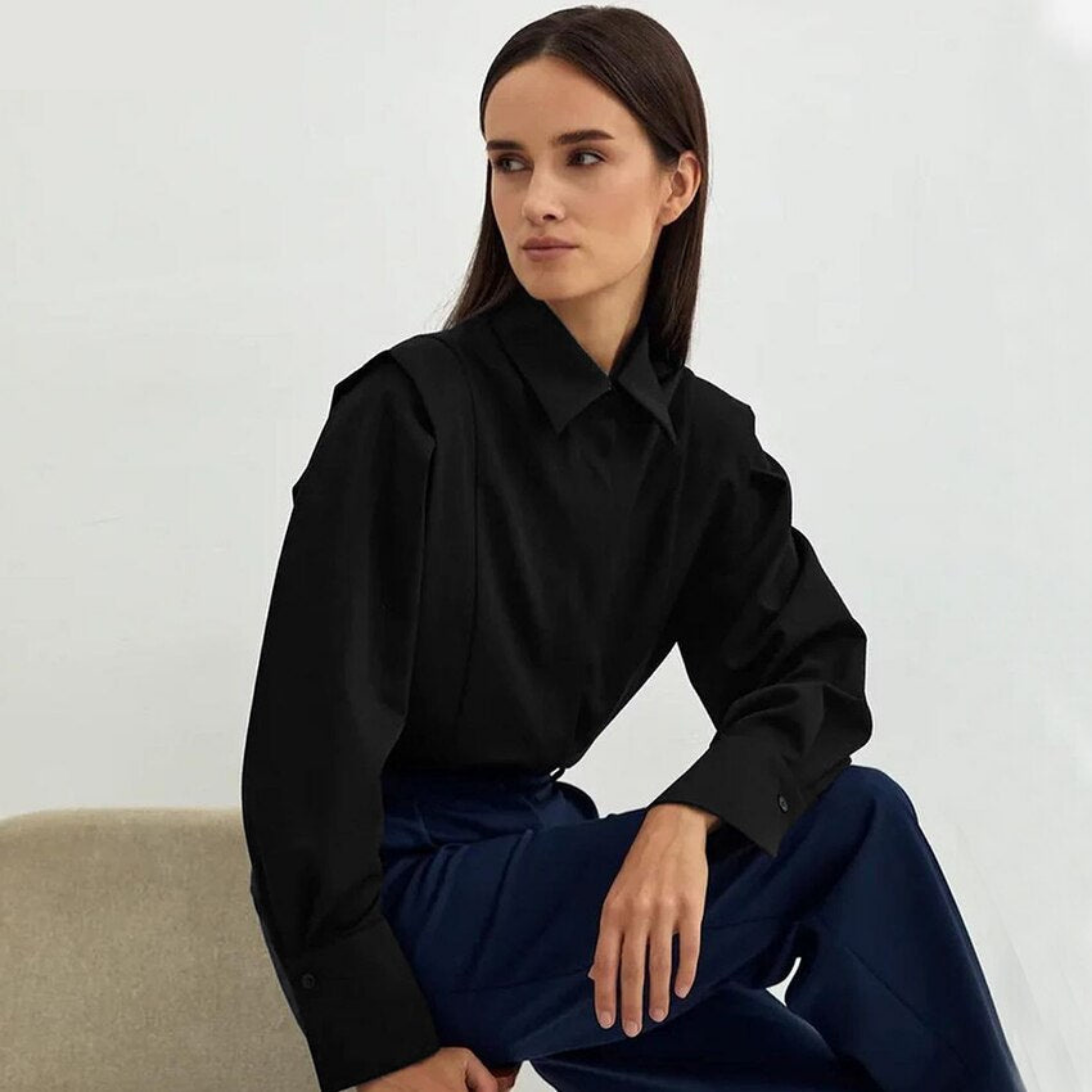 Blouse Classique À Manches Repliables Pour Femme | Idéale Pour Le Travail Et Le Quotidien
