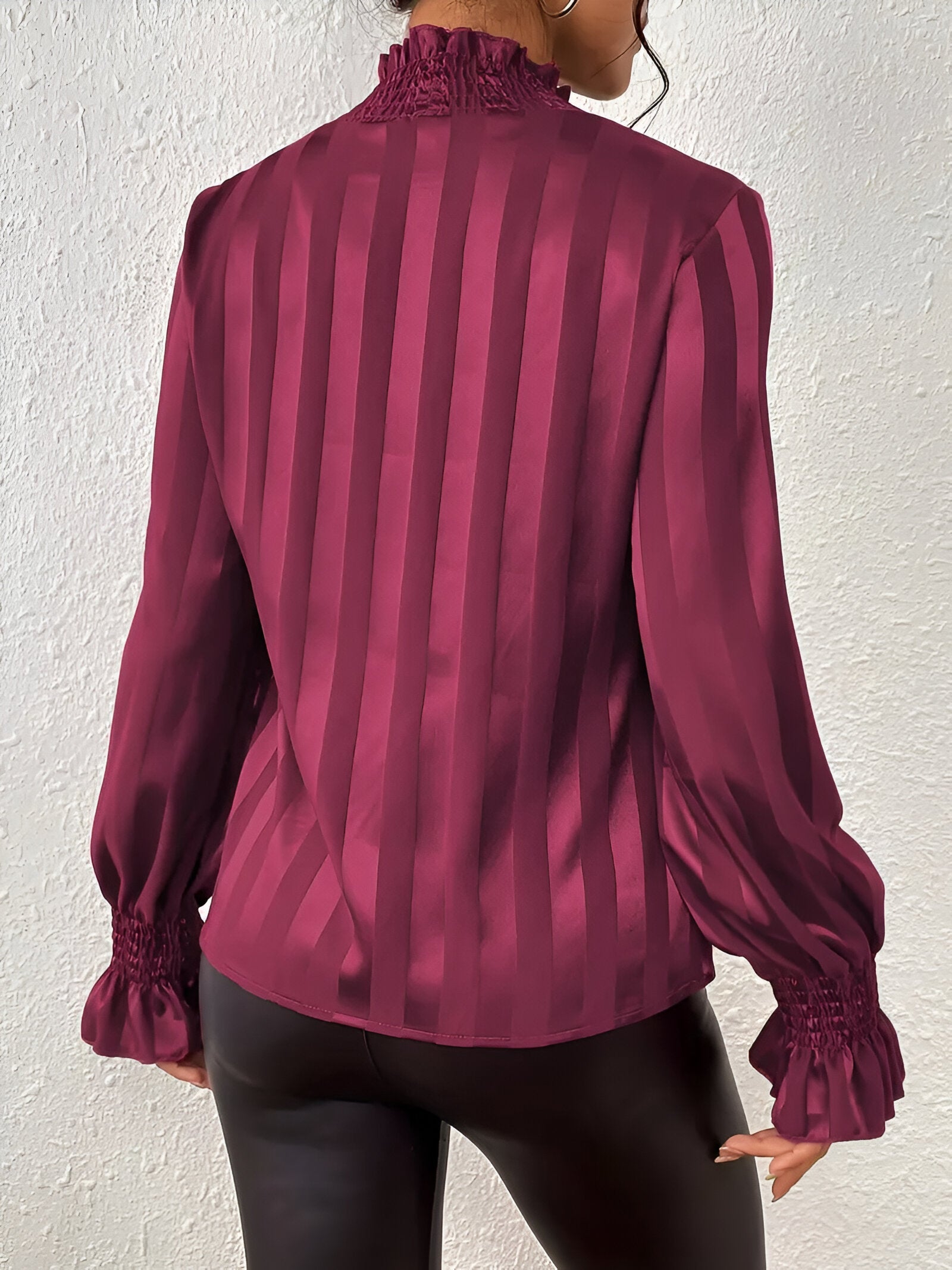 Blouse À Manches Longues Avec Design Plissé Pour Femme | Idéal Pour Les Occasions Quotidiennes Et Professionnelles